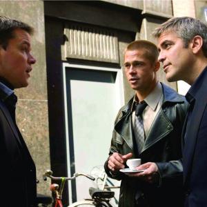 Still of Brad Pitt George Clooney and Matt Damon in Oceans Twelve 2004