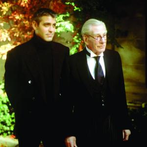 Still of George Clooney and Michael Gough in Batman amp Robin 1997