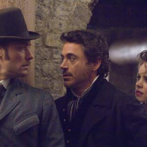 Still of Jude Law Robert Downey Jr and Rachel McAdams in Sherlock Holmes 2009