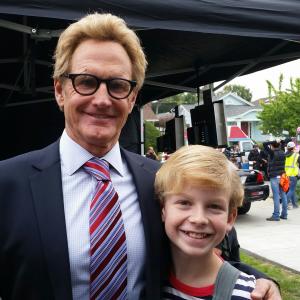 Jere Burns and Alexander Eckert on set of Angie Tribeca