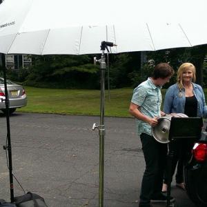 Aaron Latta Morissette on the set of the Feature Film Road Rage camera focused on him filming his scene