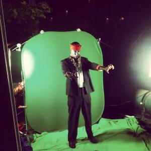 Al McFoster behind the scenes green screen in Lone Wolves episode of HARDCORE HEROES