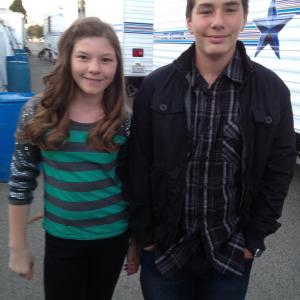 Filming on Modern Family with her brother. Kylie Burkholder and Cody Danko.