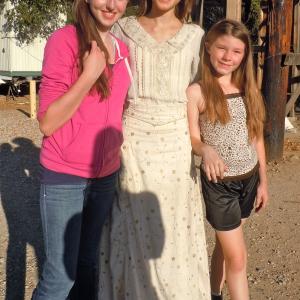 Kendra, Maggie Grace, and Kylie Burkholder, filming on When Calls the Heart.