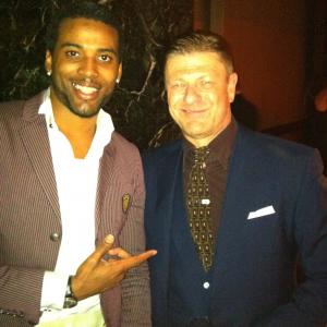 Kelvin Taylor and Actor Sean Bean Game Of Thrones after receiving a International Emmy for Best Actor