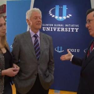 Still of Bill Clinton, Chelsea Clinton and Stephen Colbert in The Colbert Report (2005)
