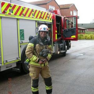 Peter Rentzmann in his proffession as a fireman.