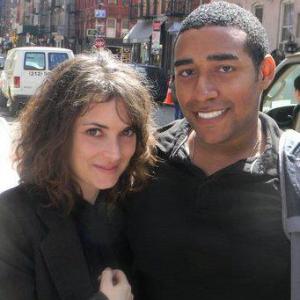 Winona Rider and Justin Michael Woods on the set of The Letter