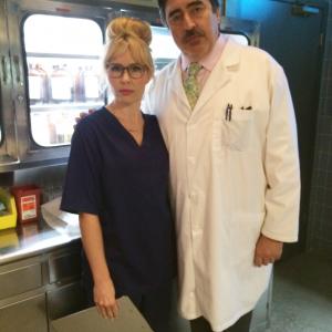 Andrée Vermeulen and Alfred Molina on set of Angie Tribeca S1