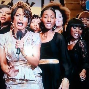 Angela Bassett and I in a scene from Feature Film Black Nativity