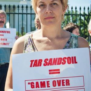 Pauline in 2011 at the first Tar Sands Action protest outside the White House.