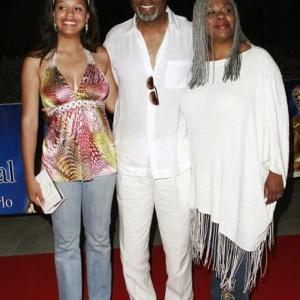 James Pickens Jr arrives with wife and daughter at the party of Rose des vents during the 46th annual Monte Carlo Television Festival 2006