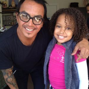 BB on set with famed hair stylist Eric Gabriel