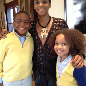 Brooklyn-Bella on set of 'House of Lies' with Donis Leonard Jr. and Myles Lamont.