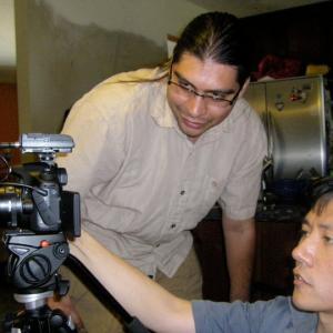 Cal Nguyen and Tim Sabuco on the set of Day Zero the series