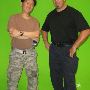 Cal Nguyen and Hoss Nobles on the set of 