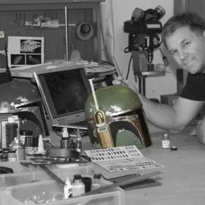 Boba Fett helmet prototypes for Master Replicas before being sent to Lucasfilm licensing for approval