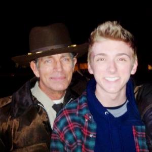 Grayson Francis on the set of SinkHole with Eric Roberts