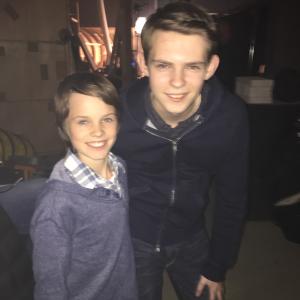 With Robbie Kay on the set of Heroes Reborn 2016 Tommy and young Tommy