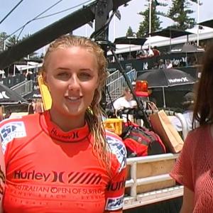 Interview Ellie-Jean Coffey for Surf Shack TV at Hurley Australian Open of Surfing.