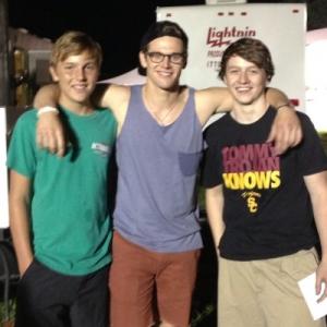 Hunter Foretich on the set of Field of Lost Shoes with Kyle Cryer and Zach Roerig