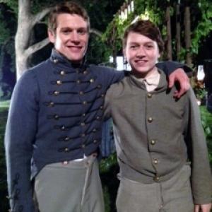 Hunter Foretich on the set of Field of Lost Shoes with Zach Roerig