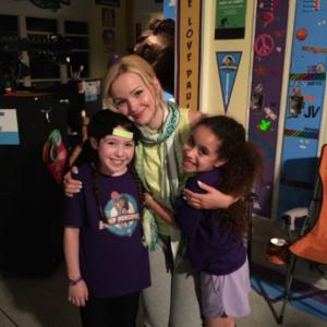 Ashlyn on the set of Liv and Maddie with Dove Cameron and April MarshallMiller