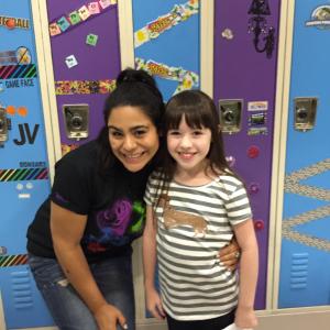 Ashlyn on the set of Liv and Maddie with Jessica Marie Garcia