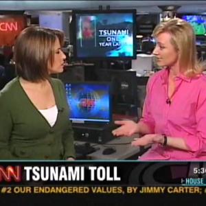 CNN Correspondent Alex Quade on right live on set interview at CNN Headquarters in Atlanta Georgia with Elizabeth Cohen on left for Weekend House call with DrSanjay Gupta