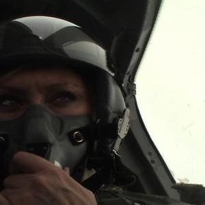 War Reporter Alex Quade conducts interview while breathing through oxygen mask in B1-B Lancer. Alex tracked down the B1-B, which provided close air support for a ground operation Alex covered. Alex did a ride-along for her film: 