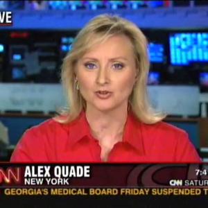 CNN Correspondent Alex Quade live shot interview in New York for CNN Saturday show