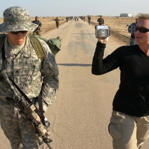 War Reporter Alex Quade interviews Green Beret Medic Tim, during patrol with Iraqi Special Forces, for her film 