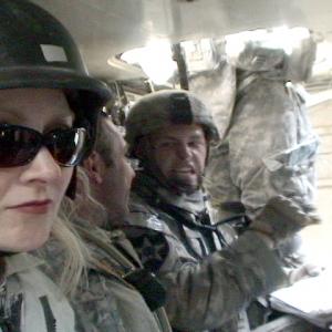 War Reporter Alex Quade in back of Stryker with Cavalry unit on clearandhold mission during Operation Arrowhead Ripper Baqubah Iraq 2007