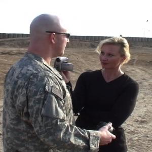 War Reporter Alex Quade interviews Special Forces soldier at a secret firetraining range in Iraq 2008