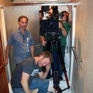 A tight squeeze for the crew on the set of The Bag
