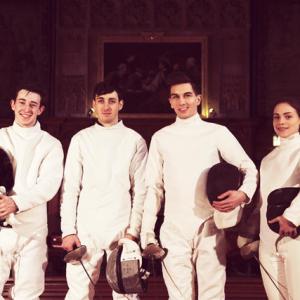 Still of Aiden Dickinson, Mark Cudworth, Lee Fox Williams and Katherine Clarke at Bamburgh Castle during Arrangement of Thorns