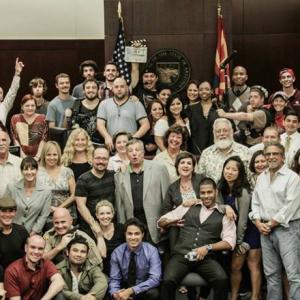Cast and crew on the final day of filming Grief