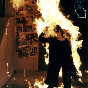 Ron Balicki performing a full fire burn on the movie, 