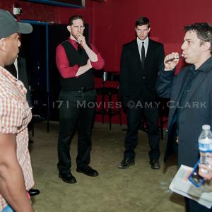Going over a scene with my cast on the set of St. Gabriel