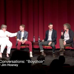 Academy Conversations Boychoir  discussion with director Francois Girard writer Ben Ripley and actors Kevin McHale Garrett Wareing and Kathy Bates on April 12 2015 at the Samuel Goldwyn Theater