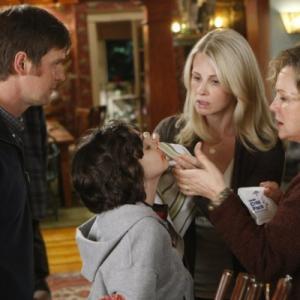 Still of Bonnie Bedelia Monica Potter Peter Krause and Max Burkholder in Parenthood 2010
