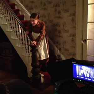 Casey Monteiro filming a scene on location as the lead Young Hanna in the 1860s period piece  Hanna Nye