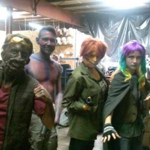 Goofing off behind the scenes. On the set of Uncanny X-Men: Season 4 Episode 4, Morlocks
