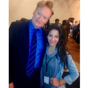 On set with Conan O'brien for March Madness commercial.