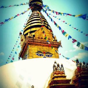 Mira Arad at Swayambu Stupa Nepal