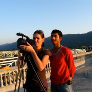 Mira Arad filming in the Himalayas with Nepali Team