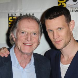 Actors David Bradley L and Matt Smith speak onstage at BBC Americas Doctor Who 50th Anniversary panel during ComicCon International 2013 at San Diego Convention Center on July 21 2013 in San Diego California