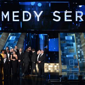 Julia LouisDreyfus Armando Iannucci and Sufe Bradshaw at event of The 67th Primetime Emmy Awards 2015