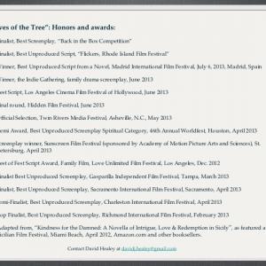 Awards for screenplay for Leaves of the Tree