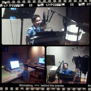 In the studio recording a commercial voiceover
